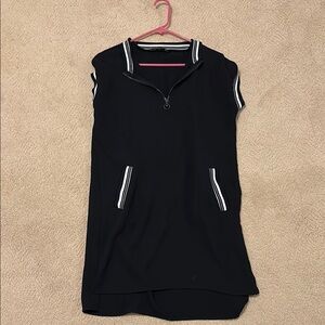 Zara Basic Black Dress with White Stripes and Real Pockets